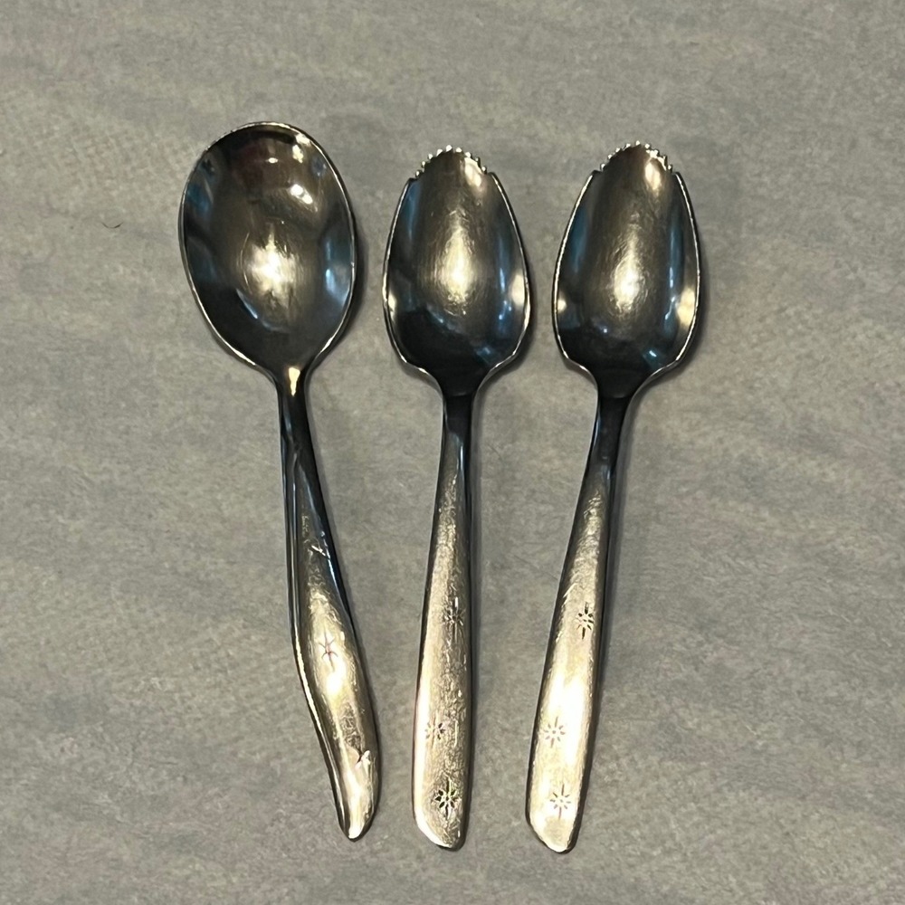 Superior Stainless Night Sky Atomic Starburst Grapefruit & Sugar Spoon Set 3pc